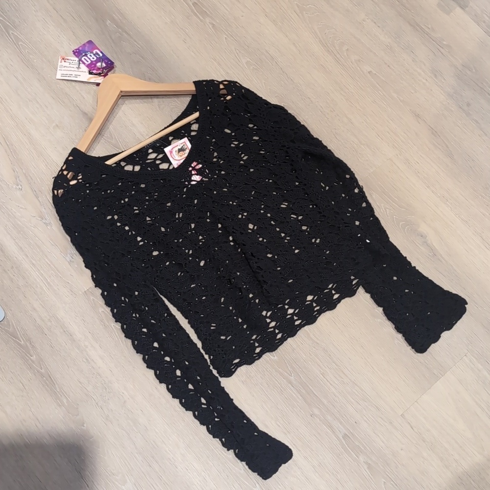 90s Crochet Boho Top Large